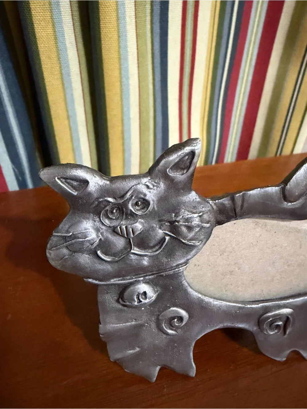Mini Pewter Smiling Cat Photo Frame 1997 Ruth Reynolds